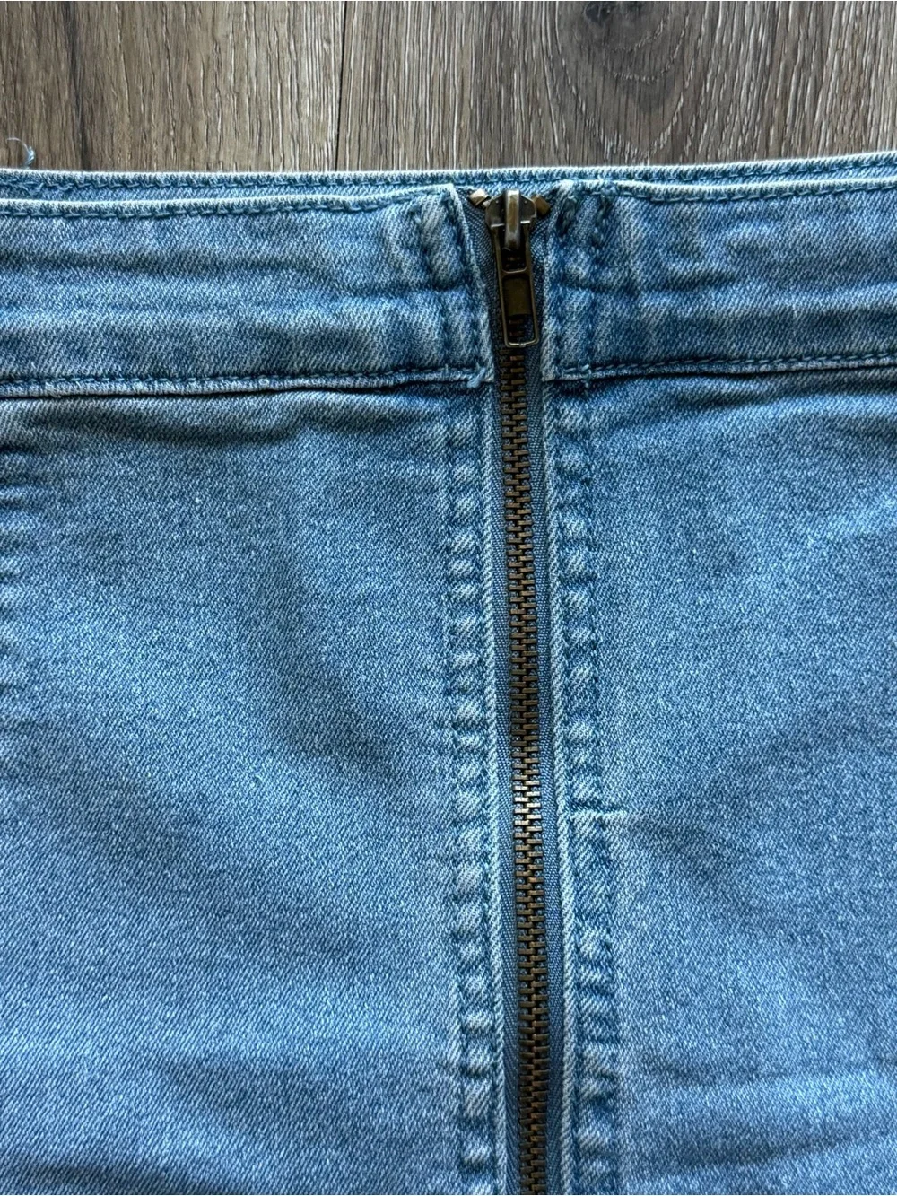 Forever 21 Blue Denim Front-Zip Mini Skirt